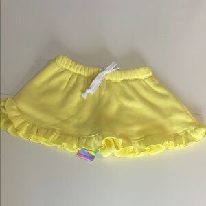 Yellow Ruffle Skort (shorts under skirt) with White Tie